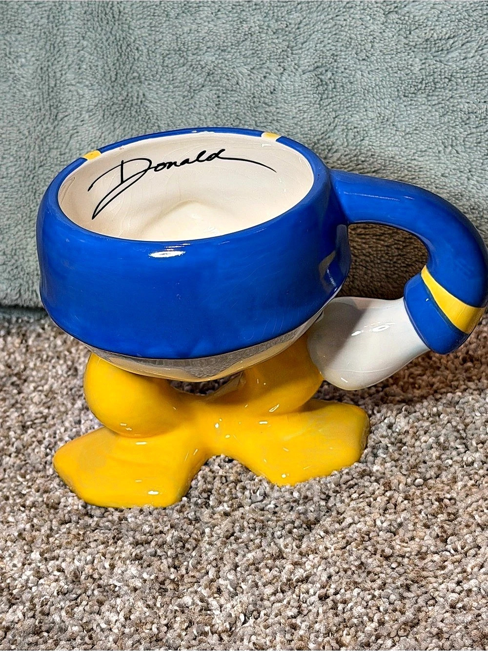 Disney Donald Duck Dimensional Feet Mug Blue & Yellow Ceramic